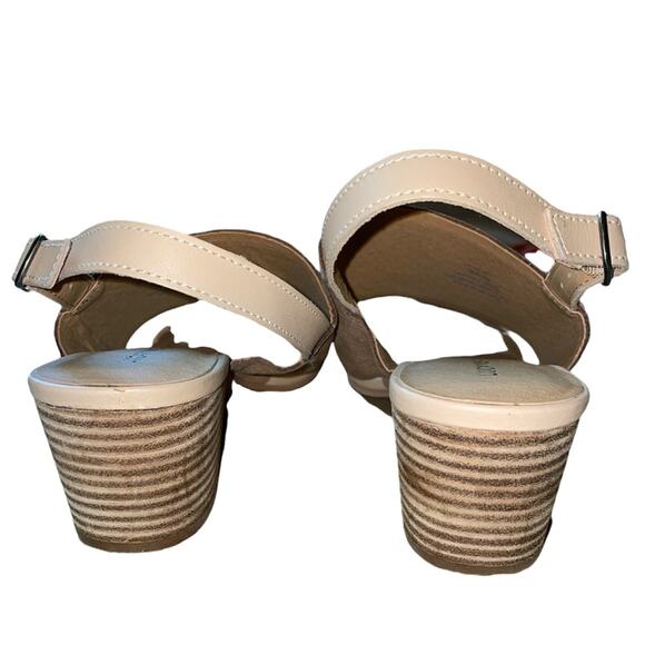 Lucky Brand Gewel Nubuck Cobblestone Leather Block Heel Slingback Sandals size 9 - Picture 4 of 12